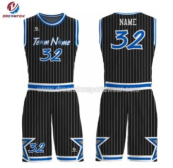 Droge Fit basketbal zwarte Jersey ontwerp met streep